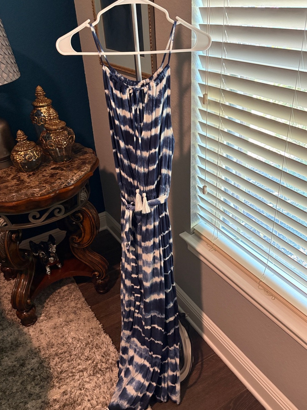 Women’s Navy and Cream Tie-Dye Maxi Dressed